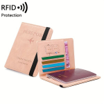 RFID apsauginė daugiafunkcė kelioninė paso piniginė,  Rožinis