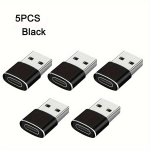 USB-A į USB-C adapterių rinkinys,  5vnt Juodos spalvos