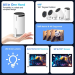&bdquo;Magcubic&ldquo; Projektorius &bdquo;Android&ldquo; 11 4K 1280*720P Hy300 Dual Wifi 260Si 180 &deg; Lankstus Bt5.0_HY300 Pro-White_Eu plug