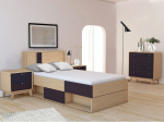 3-jų dalių miegamojo baldų komplektas Loft24, rudas/juodas