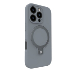 &bdquo;Evelatus&ldquo; &bdquo;Apple iPhone 16 Pro Premium Magsafe&ldquo; silikoninis dėklas su stovu, mink&scaron;tas lietimui, sidabrinis