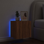 Sieninė Televizoriaus spintelė，TV spintelė，TV staliukas su LED lemputėmis, ruda, 40,5x35x40cm CFE345617