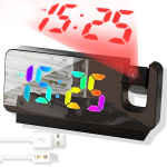 Daugiafunkcis skaitmeninis projekcinis laikrodis LIVMAN S282A su LED ekranu ir kri&scaron;tolo skaidrumo LED bei LCD ekranais, pilna datos ir laiko stebėjimu, žadintuvu ir 180&deg; kelių kampų laiko projekcija