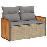 Dvivietė sodo sofa，Lauko sofa su pagalvėlėmis, smėlio spalvos, poliratanas CFE99132