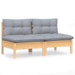 Dvivietė sodo sofa，Lauko sofa su pilkomis pagalvėlėmis, pu&scaron;ies masyvas CFE99333