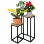3 lygių metalinis loft stiliaus gėlių stovas su MDF lentynomis