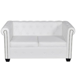 Chesterfield dvivietė sofa，Poilsio sofa, dirbtinė oda, balta CFE11387