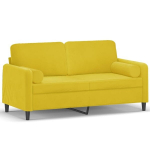 Dvivietė sofa，Poilsio sofa su pagalvėlėmis, geltonos spalvos, 140cm, aksomas CFE70799