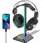 Ausinių stovas su RGB ap&scaron;vietimu, įkrovikliu ir USB