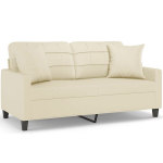 Dvivietė sofa，Poilsio sofa su pagalvėlėmis, kreminė, 140cm, dirbtinė oda CFE85753