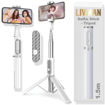 Asmenukių lazda ("Selfie sticks") LIVMAN Oth-AB202MAX - daugiafunkcis asmenukių lazdas ir trikojis su nuotolinio valdymo pultu, 1,5m
