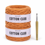Mezgimo komplektas 2x YarnArt Cotton Club siūlai (spalvos kodas 7310) su Pro Circus vą&scaron;eliu, 13cm ilgio, 8mm storio