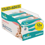 Pampers Sensitive Servetėlės Kūdikiams, 12 Pakuotė, 624 Servetėlės