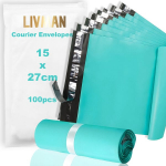 Polietileno plastikiniai savaime užsiklijuojantys kurjerių vokai - mai&scaron;eliai LIVMAN LY-99, 15x27cm, 100 vnt. pakuotėje