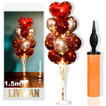 Balionų stovas LIVMAN LX-01 su 13 balionų, 2 LED &scaron;vieselių girliandomis ir komplekte esančiu balionų pripūtimo pompa, 1,5m