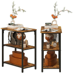 NAKTINIS STALELIS / PAGALBINIS STALELIS / INDUSTRIAL STILIAUS TAMSIAI RUDAS RETRO STELAŽAS &ndash; 75 CM