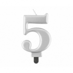 Sidabrinė torto žvakutė "5", 8 cm