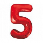 Folijinis balionas numeris 5, raudonas, 85 cm