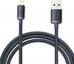 Greito įkrovimo ir duomenų perdavimo USB Lightning kabelis 2.4A 2m, juodas