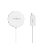 Belaidis įkroviklis Qi 15W su silikoniniu dėklu, suderinamas su MagSafe, baltas