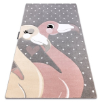 Kilimas PETIT FLAMINGOS flamingai, &scaron;irdys pilka