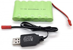 1 vnt. 7,2 V 2400 mAh Ni-MH AA JST įkraunamas akumuliatorius ir USB įkroviklio laidas, skirtas RC sunkvežimiams