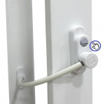 Lango ir durų ribotuvas užraktas troselis apsauginis su mygtuku, Penkid, baltos spalvos