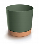 Apvalus žalias "Tubo" vazonas su pagrindu 12,8 cm