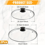 2vnt Universali Nerūdijančio Plieno ir Stiklo Dangtis, 25,4cm+33,02cm
