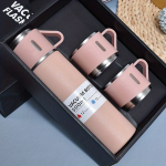 Nerūdijančio Plieno Termosų Rinkinys su 2 Puodeliais - 500ml,  Rožinis rinkinys