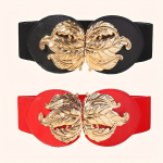 Reguliuojamas moteri&scaron;kas diržas su elastine sagtimi ,  Juoda+raudona