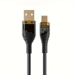 Greito Įkrovimo USB Laidas Su Indikatoriumi, Juoda