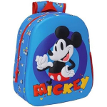 SAFTA mokyklinė kuprinė - MICKEY MOUSE - 3D dizainas - Pritaikoma prie vežimėlio - Mėlyna