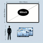 Ne&scaron;iojamas 152.4-381.0cm 16:9 projektoriaus ekranas be rauk&scaron;lių. , 152,4 cm
