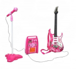 Žaislinė elektrinė gitara su stiprintuvu, mikrofonu ir MP3 jungtimi