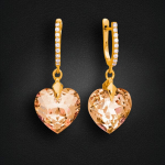 Sidabriniai auskarai moterims DiamondSky "Romantic Heart III (Colorado Topaz)" su Swarovski kristalais