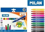 Itin lengvai nusiplaunantys flomasteriai mažiesiems Milan Super Washable, 12 spalvų