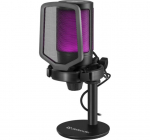 Srautinio perdavimo mikrofonas su RGB ap&scaron;vietimu Defender, juodas