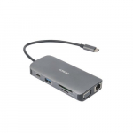 Dokavimo stotis Deltaco USBC-HDMI25 9-i&scaron;-1 USB-C, HDMI ir VGA, RJ45