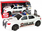 Baltas sportinis policijos automobilis