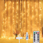 Kalėdinė girlianda užuolaida &scaron;iltos spalvos, 300 LED, 3x3m