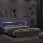 Lovos rėmas su galvūgaliu ir led, pilkas ąžuolo, 180x200cm