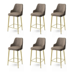 Baro kėdės rinkinys (6 vienetai) Enox - Cappuccino, Gold