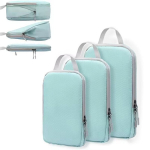 Kompresinis lagaminų krep&scaron;ių dėklas Compression Packing Cubes, 3 dalių, mėlynas