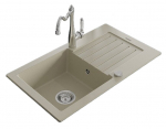 Granitinė virtuvinė plautuvė Mexen Pablo su mai&scaron;ytuvu ir sifonu, Beige/Chrome