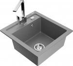 Granitinė virtuvinė plautuvė Mexen Vito su mai&scaron;ytuvu ir sifonu, Grey+Chrome