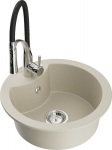 Granitinė virtuvinė plautuvė Mexen Diego su mai&scaron;ytuvu ir sifonu, Beige/Black/Chrome