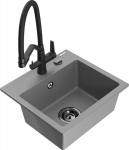 Granitinė virtuvinė plautuvė Mexen Milo su mai&scaron;ytuvu ir sifonu, Grey/Black