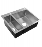 Dvigubo dubens virtuvės kriauklė INOX 61x51 + dozatorius, krep&scaron;ys
