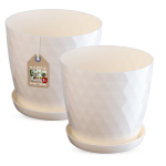 Vazonų ir stovų rinkinis, kreminės spalvos, 25 cm ir 30 cm